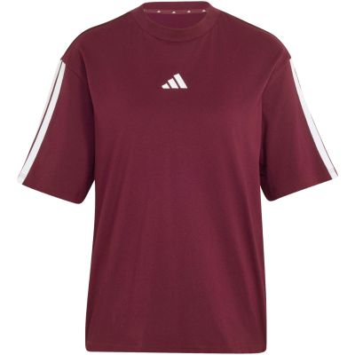 2. Women's adidas Essentials 3-Stripes Boyfriend T-Shirt in Burgundy KF6287