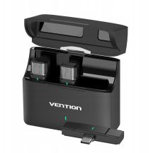 Vention USB-C Wireless Lavalier Microphone 2-Pack with Charging Case, Black