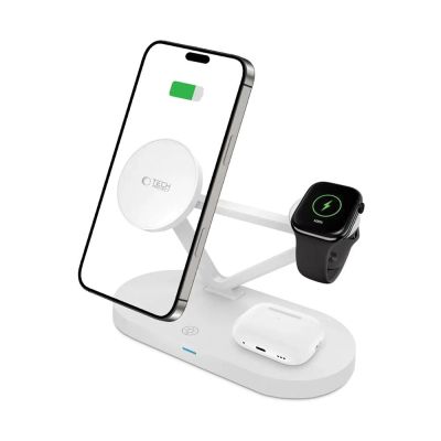 2. Tech-Protect QI15W-A41 3in1 Wireless Charger with MagSafe for Apple Devices - White