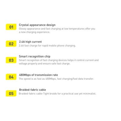 20. Baseus Crystal Shine Series cable USB cable for fast charging and data transfer USB Type A - Lightning 2.4A 2m black (CAJY000101)