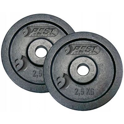 BLACK CAST IRON WEIGHT 2x2.5 KG BEST SPORTING diameter 30MM