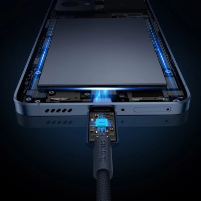 12. Baseus Tungsten Gold USB-C / USB-C 100W Cable 1m - Navy Blue