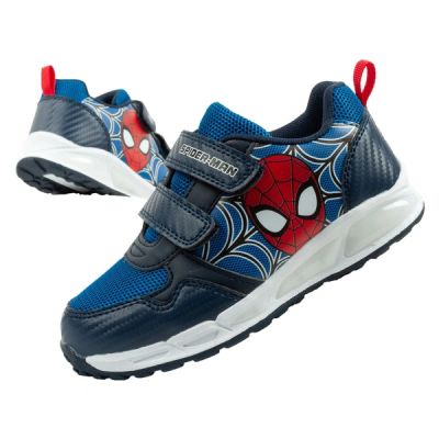 Leomil children's sports shoes Spiderman sneakers lightweight with velcro black blue