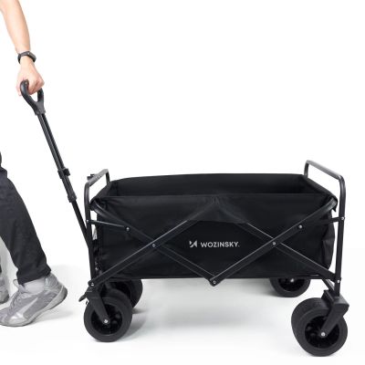 9. Wozinsky WZP-100 beach, tourist, garden trolley, durable, wide wheels, with safety net up to 100 kg - black