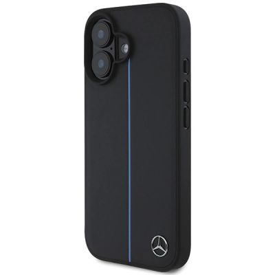 2. Mercedes MB Blue Line Leather MagSafe iPhone 16 Case - Black