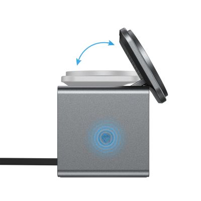 3. Acefast E34 22.5W 3-in-1 inductive charger with built-in cable for smartphone and smartwatch - gray