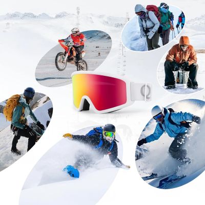 5. Qunature White Ski Goggles for Adults - White