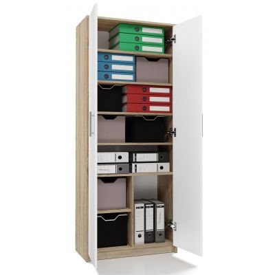 6. OLIV 2D filing cabinet 74x35xH180 sonoma/white