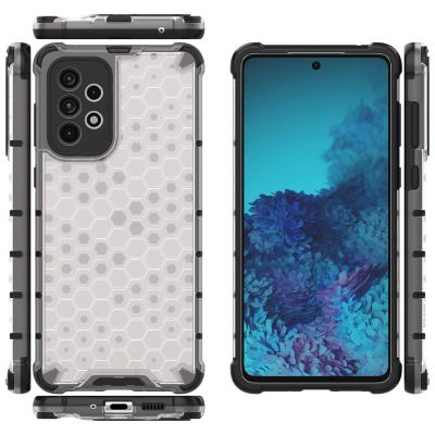 18. Honeycomb case armored cover with a gel frame for Samsung Galaxy A73 transparent