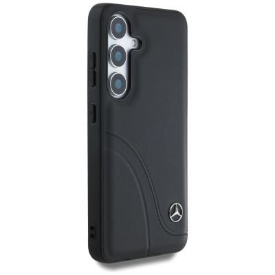 4. Mercedes Leather Curved Stitches Case for Samsung Galaxy S25 - Black