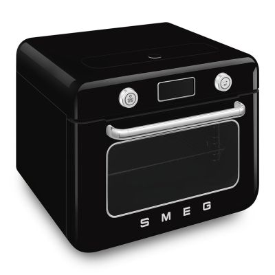 6. Smeg COF01BLEU Small Black Steam Oven Buttons, Rotary