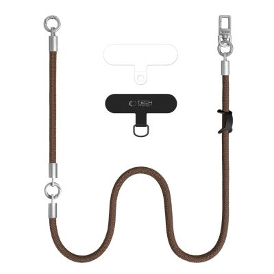 2. Tech-Protect C10S Crossbody phone lanyard (114 cm) + wrist strap (31 cm) - brown-titanium