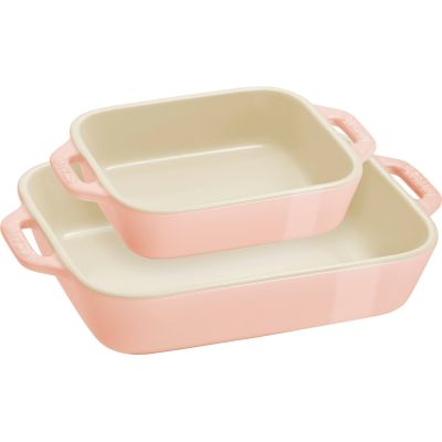 STAUB COOKING Set of 2 Rectangular Platters, Light Pink