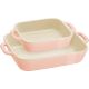 STAUB COOKING Set of 2 Rectangular Platters, Light Pink