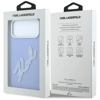 8. Karl Lagerfeld Smooth Big Resin Signature Logo Case for iPhone 18 Pro Max / 17 Pro Max - Blue
