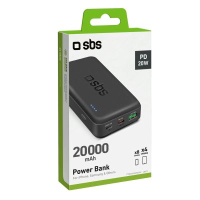 2. Powerbank SBS TTBB20000PD20K 20000 mAh 20W PD USB-C, USB-A, Micro-USB - black