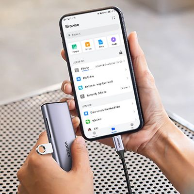 17. Ugreen CM512 90568 USB-C Adapter - 2x USB-A 3.0 / HDMI / RJ45 / SD and TF Card Reader / USB-C PD 100W - Gray
