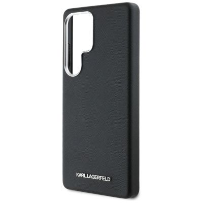 6. Karl Lagerfeld Saffiano Full Wrapped Elongated Metal Logo MagSafe Case for Samsung Galaxy S25 Ultra - Black