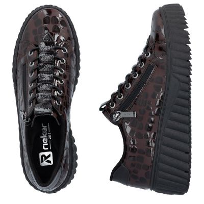 5. Women's patent leather sneakers crocodile brown Rieker N2555-25