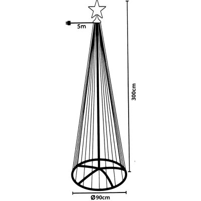 9. DECORATIVE CHRISTMAS TREE 550LED WARM WHITE 300CM BLACK