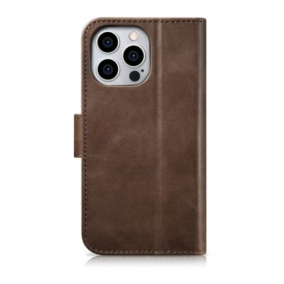 14. iCarer Oil Wax Wallet Case 2in1 Cover iPhone 14 Pro Anti-RFID Leather Flip Case Brown (WMI14220722-BN)