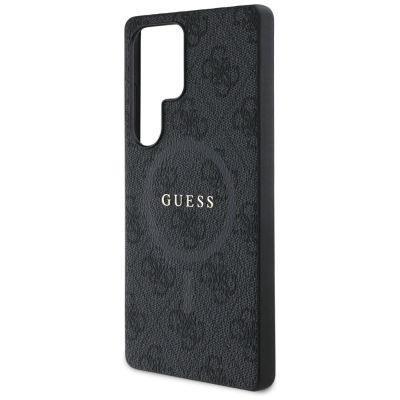 6. Guess Leather 4G Colored Ring Classic Logo MagSafe Case Samsung Galaxy S25 Ultra black