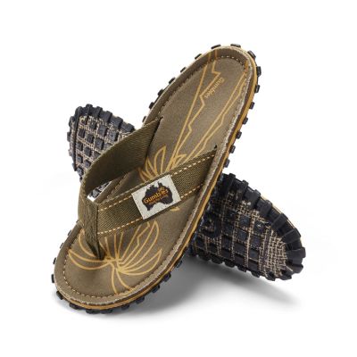 3. Gumbies Men's Flip-Flops ISLANDER FLIP-FLOP PALM LEAF KHAKI