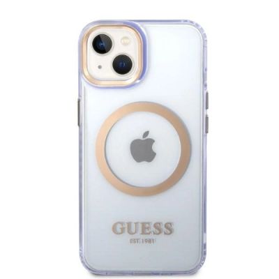 3. Guess GUHMP14SHTCMU iPhone 14 6.1" purple/purple hard case Gold Outline Translucent MagSafe