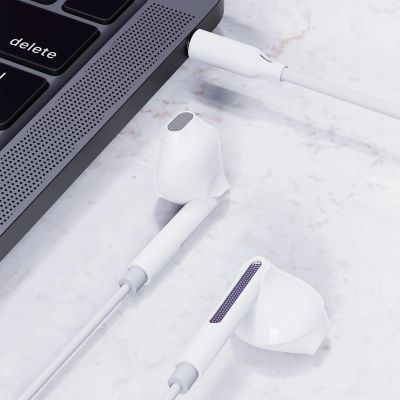 7. Acefast L14 in-ear wired headphones with 3.5 mm mini jack microphone - white