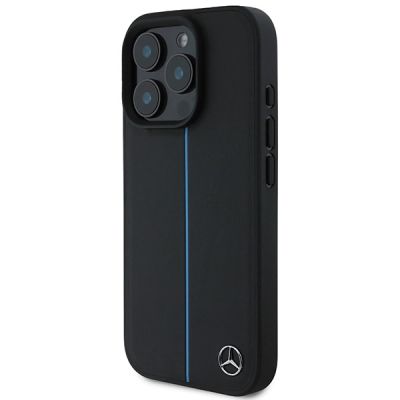 2. Mercedes MB Blue Line Leather MagSafe iPhone 16 Pro Case - Black