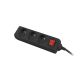 3. LANBERG 3 m Extension Lead with 3 x 230 V Type E Sockets, Switch and Solid Copper Cable, Black
