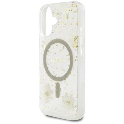 6. Guess Resin Flowers Glitter MagSafe iPhone 16 Case - Beige