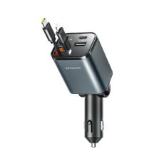 Joyroom JR-CCL05 30W 4-in-1 Car Charger with 2 Built-in Retractable Cables - Dark Gray