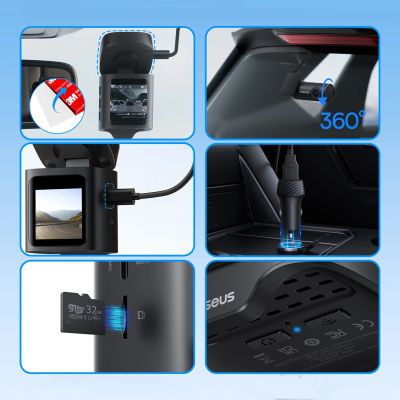 13. Baseus PrimeTrip VD1 Pro 4K Car Dash Cam with 1080p Rear Camera and Power Kit - Black