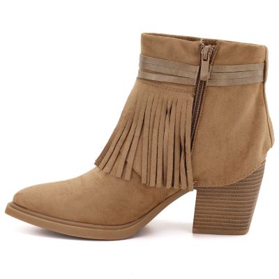 3. Women's cowboy boots with fringes, insulated, camel M.Daszyński
