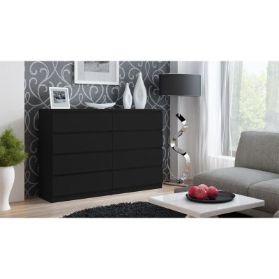 2. M8 MALWA CHEST OF DRAWERS 140CM 8 DRAWERS BLACK