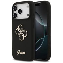 Guess Silicone Big 4G Script Case for iPhone 17 Pro - Black