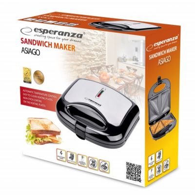 6. Esperanza ASIAGO EKT011 sandwich maker (1000W; black and silver)