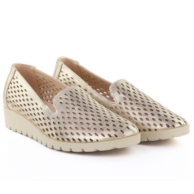 4. Women's openwork gold lords shoes Jezzi RMR1628