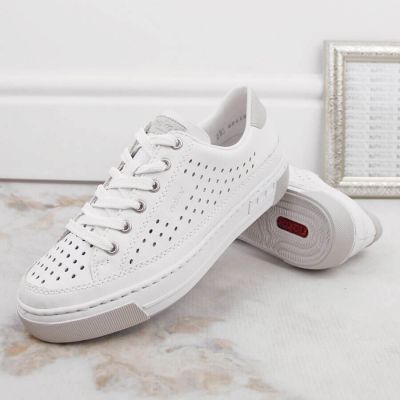 19. Rieker W RKR642 openwork leather shoes white