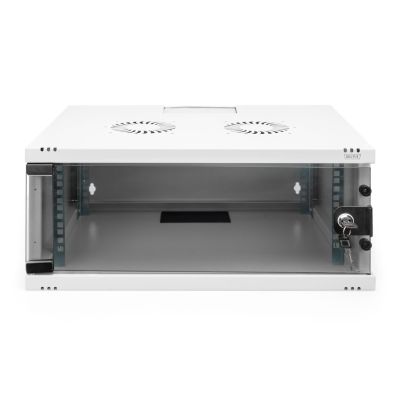 57. 19" 4U wall-mounted network cabinet, SOHO 241 x 540 x 400 mm, glass door, gray, unassembled, 60 kg
