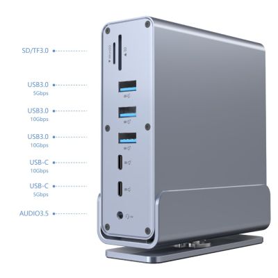 2. GEMBIRD MULTI ADAPTER USB TYPE CF 15IN1 (USB AF-PORTS V.2X2+V.3X3, TYPE CF+HDMIX2+DISPLAYPORT+PD+CARD READER+GIGALAN+AUDIO GRAY