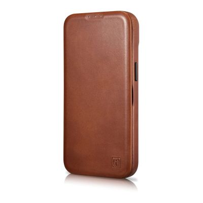 6. iCarer CE Oil Wax Premium Leather Folio Case iPhone 14 Plus magnetic flip case MagSafe brown (AKI14220707-BN)
