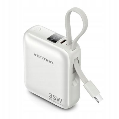 3. Vention 10000mAh 35W PD Power Bank with Built-in USB-C Cable Beige