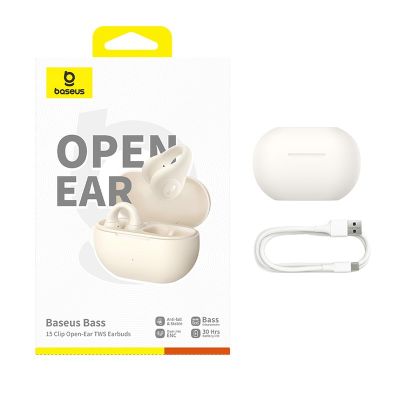 8. Baseus Bass 15 Clip Open-Ear Air Headphones (White)