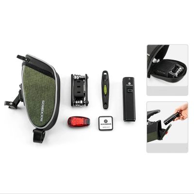 5. Rockbros C52-2 lightweight saddle bag with 250 mAh lighting - green