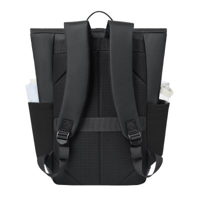 14. Rivacase Eden Backpack Roll-Up Backpack Black Polyester, Waxed Leather (Pull Up)
