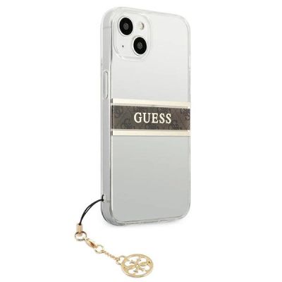 4. Guess GUHCP13SKB4GBR iPhone 13 mini 5.4" Transparent hardcase 4G Brown Strap Charm