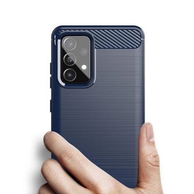 4. Carbon Case Flexible Cover TPU Case for Samsung Galaxy A72 4G blue