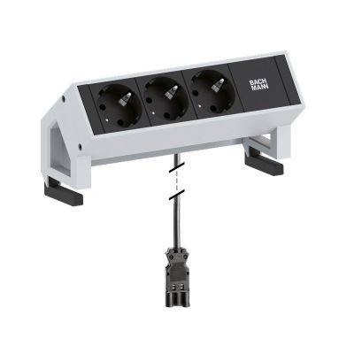Bachmann DESK 2 3-way table socket, color: Inox